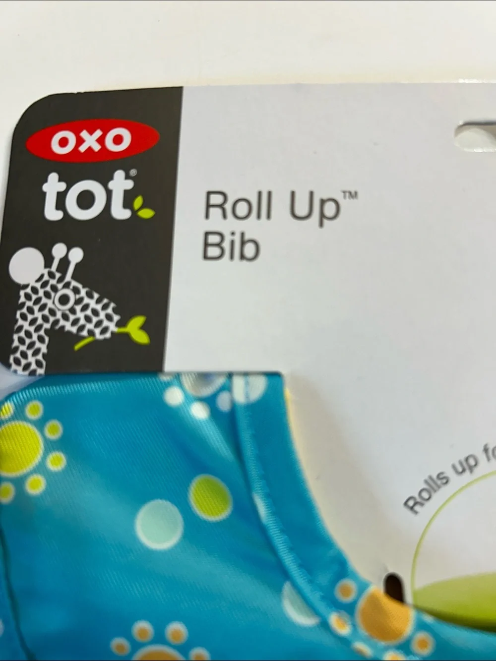 OXO Tot Roll Up Bib in Teal, Yellow and Aqua New